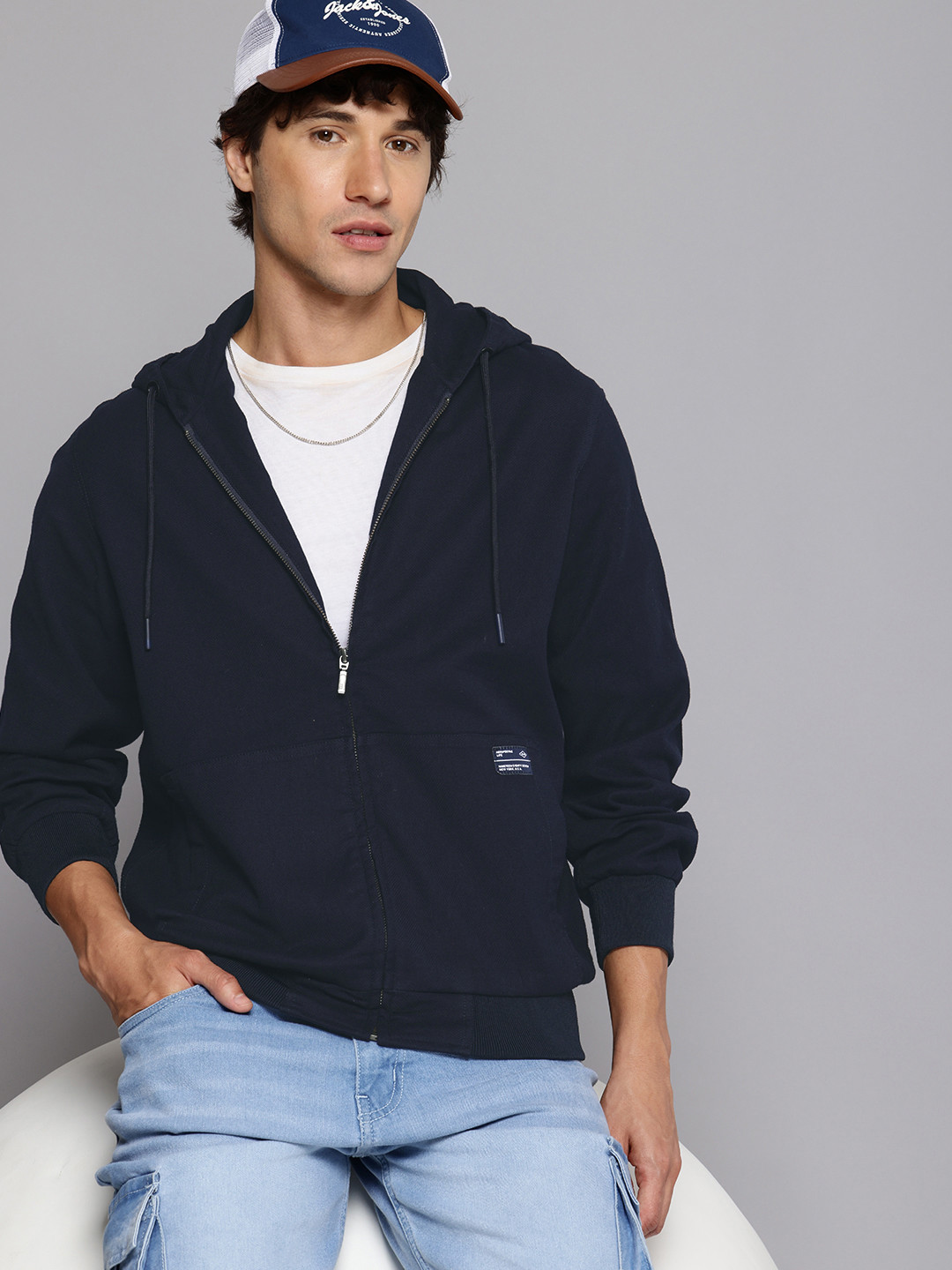 Aeropostale Self Design Hooded Bomber Jacket