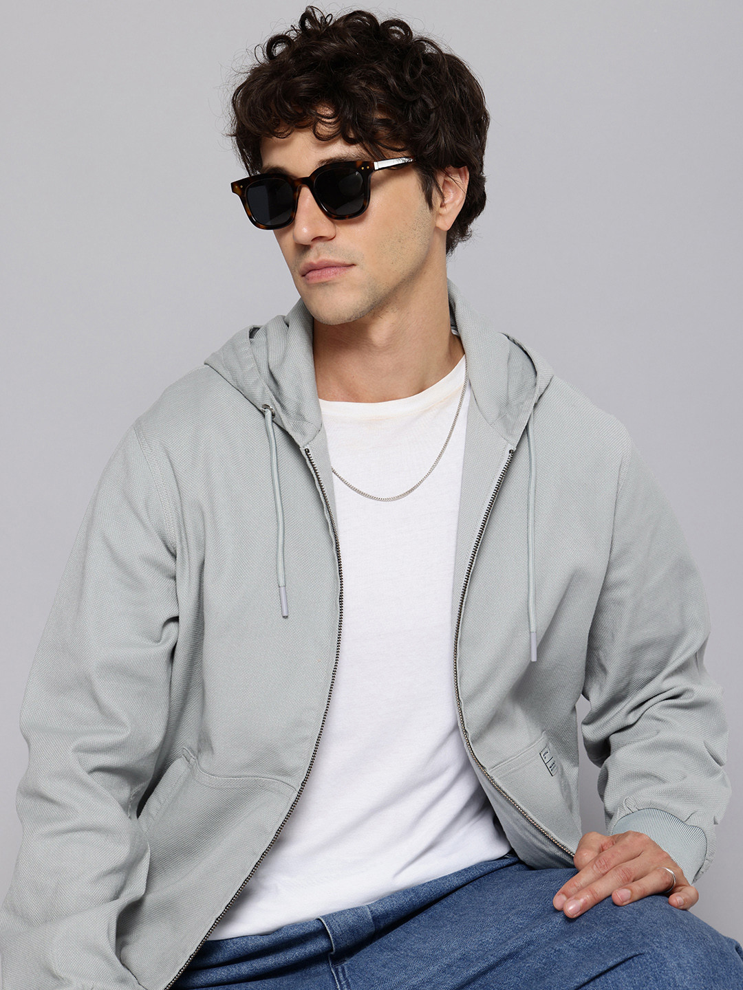 Aeropostale Self Design Hooded Bomber Jacket
