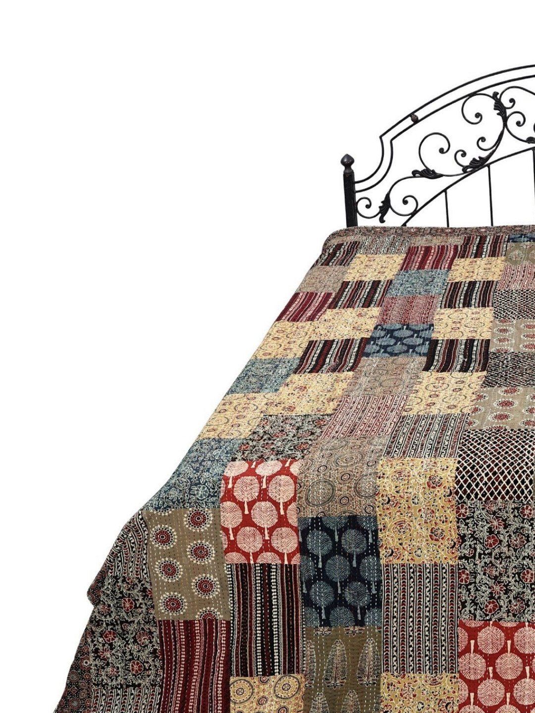 Exotic India Caviar Black Graphic Cotton 300 TC Queen Fine Bedsheet -104 x 94 inches