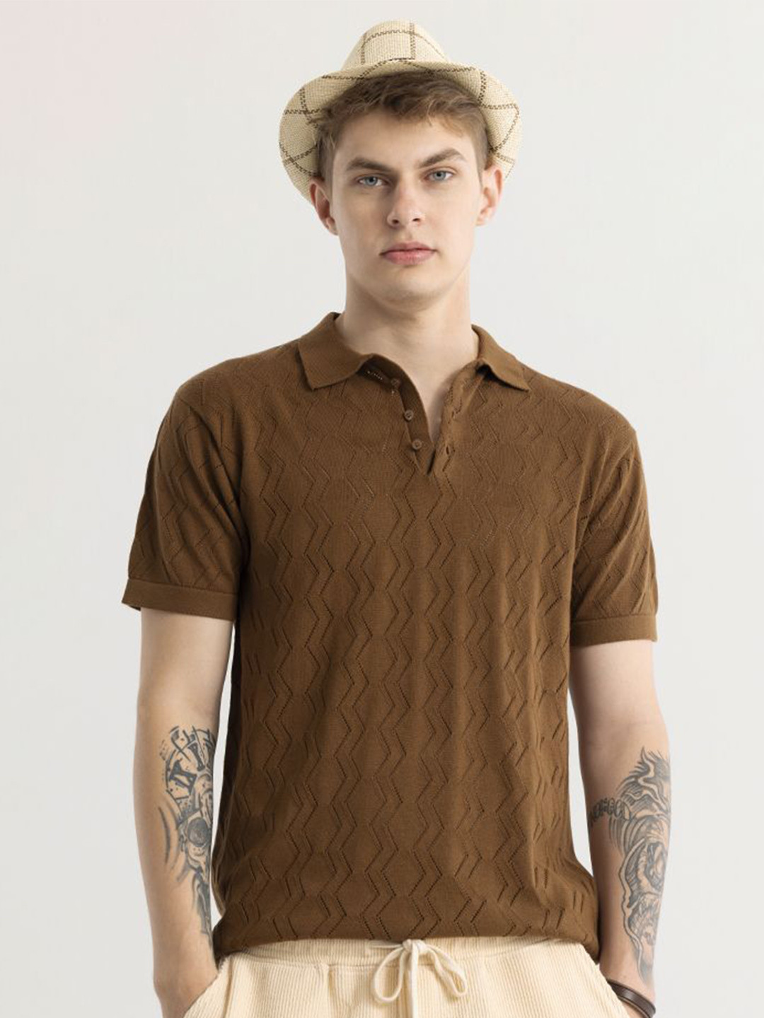 Snitch Men Henley Neck Extended Sleeves Pockets Slim Fit T-shirt