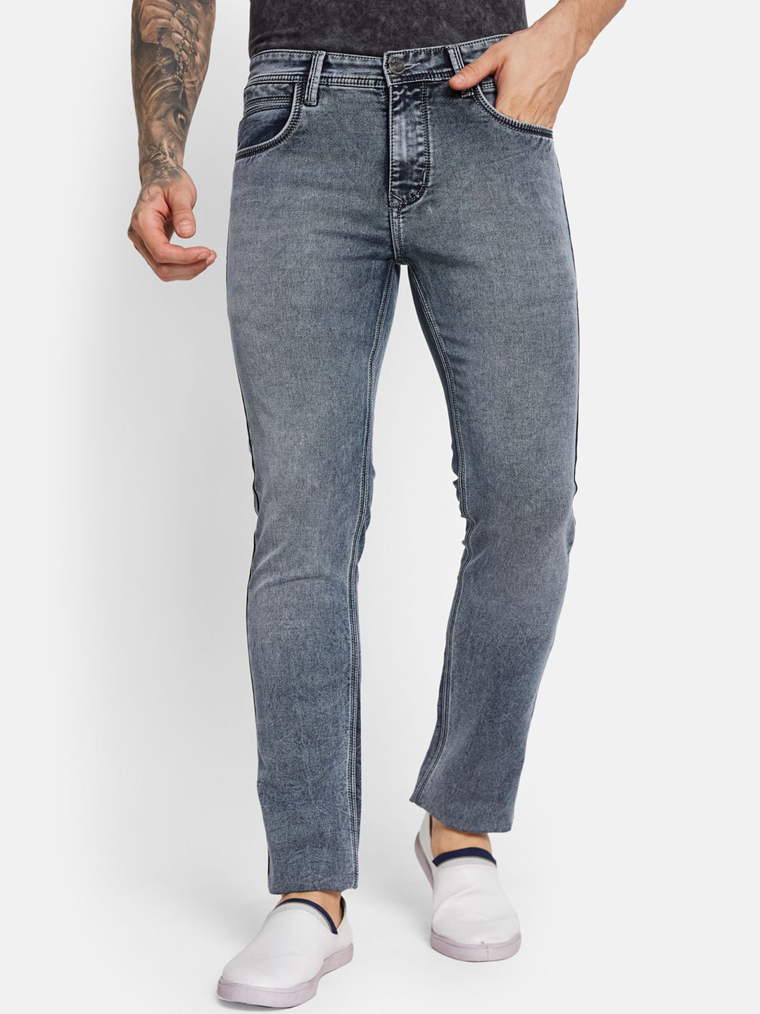 Octave Men Low Distress Heavy Fade Stretchable Jeans