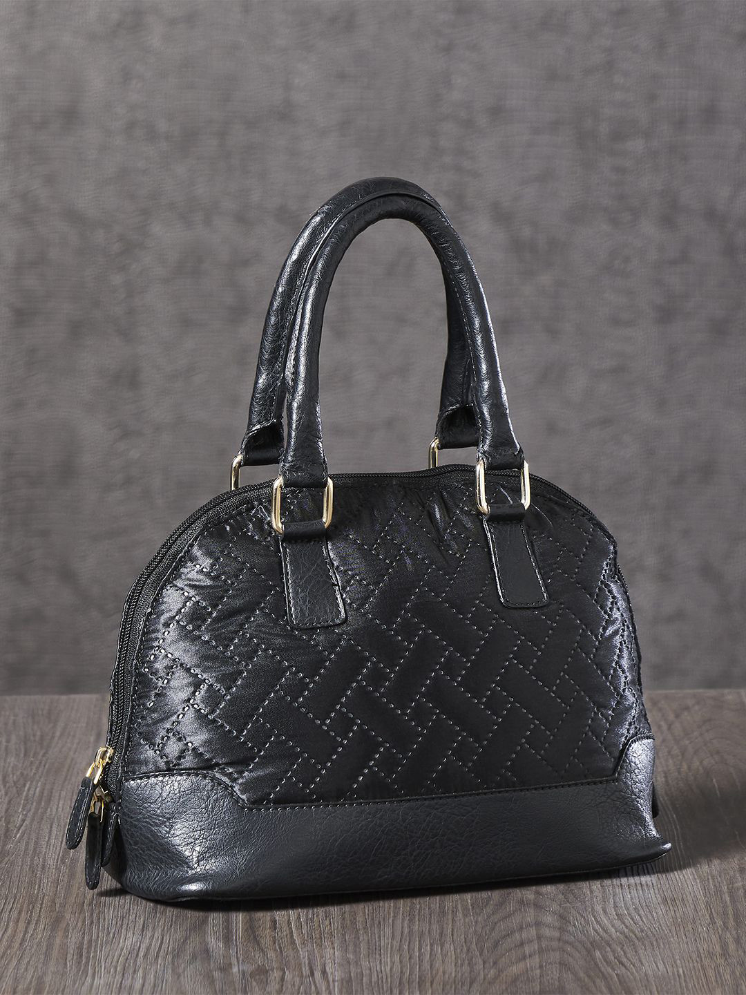 Mona B Textured Half Moon Quilted Handheld Bag