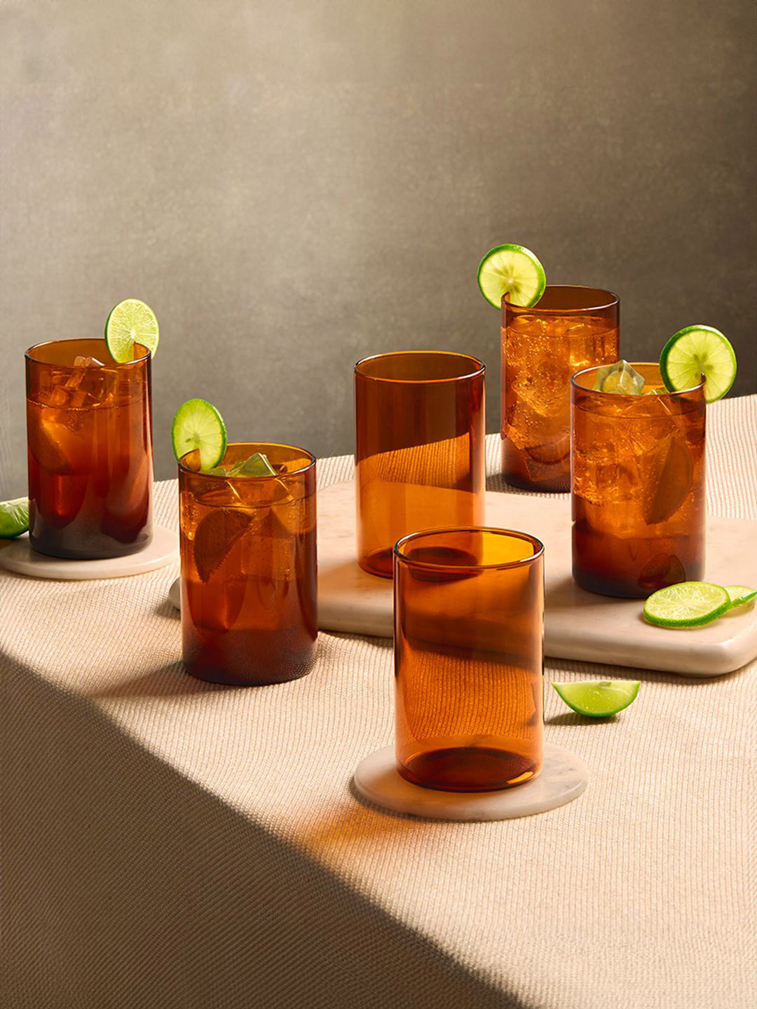 BOROSIL Vision Amber 6 Pieces Transparent Flameproof Microwave Safe Drinking Glass 295 ml