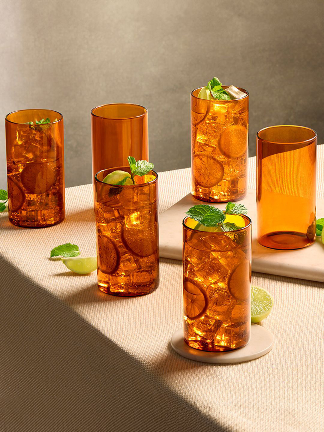 BOROSIL Vision Amber 6 Pieces Transparent Flameproof Microwave Safe Drinking Glass 350 ml