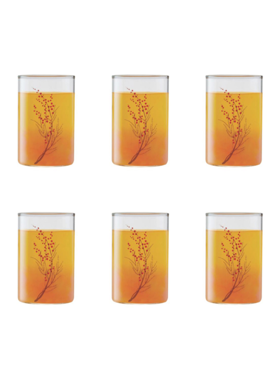 BOROSIL Vision Cherry 6 Pieces Transparent Flameproof Microwave Safe Drinking Glass 295 ml