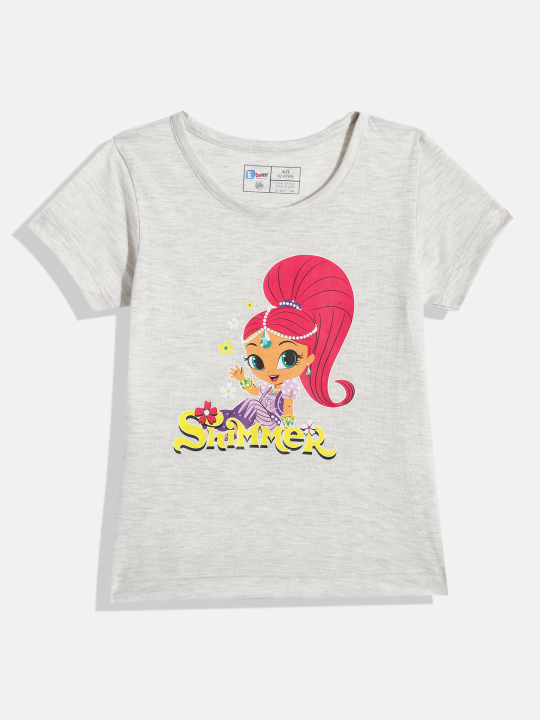 Eteenz Girls Shimmer Printed Pure Cotton T-shirt