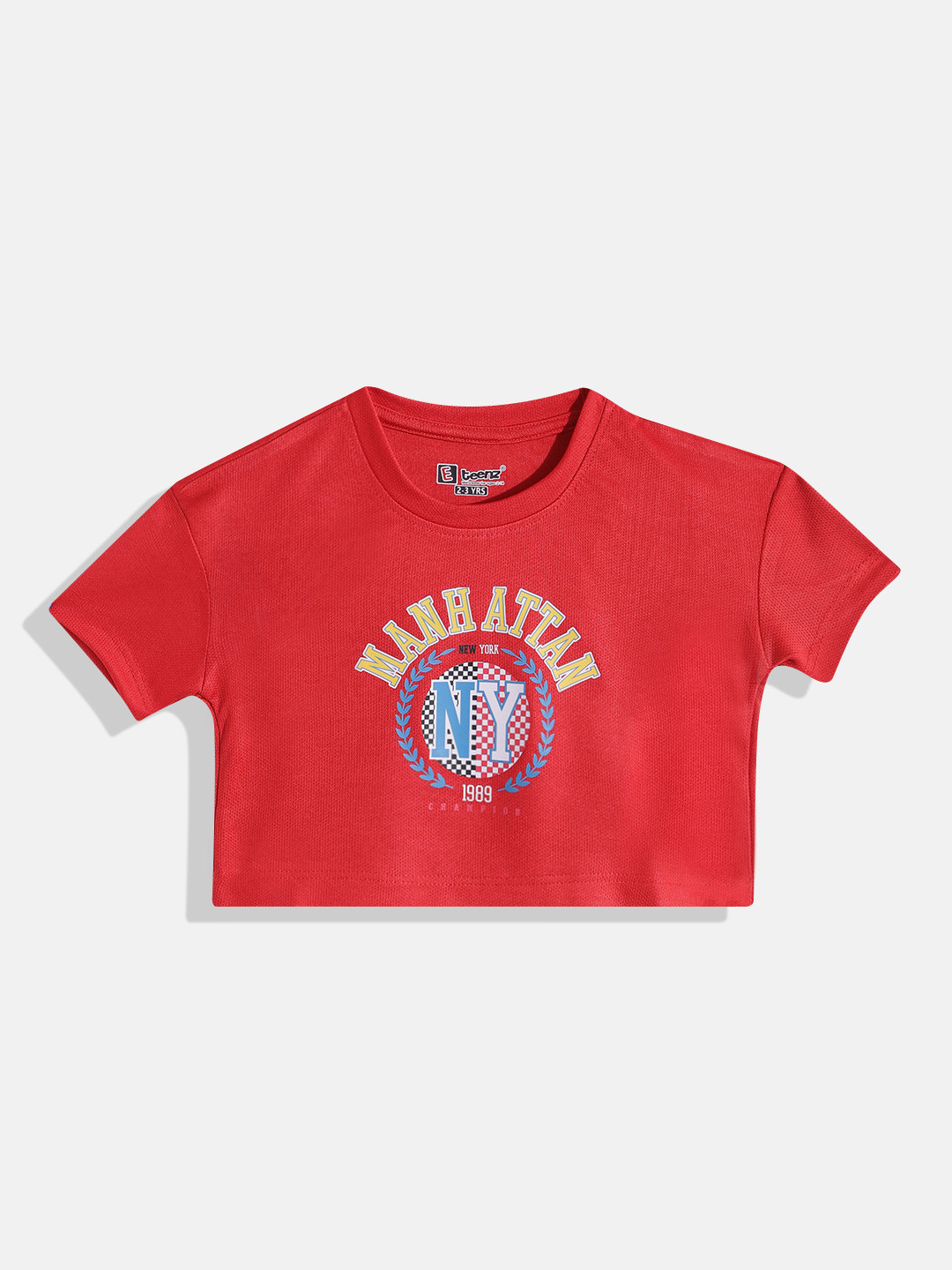 Eteenz Girls Typography Premium Polyester Printed Crop T-shirt