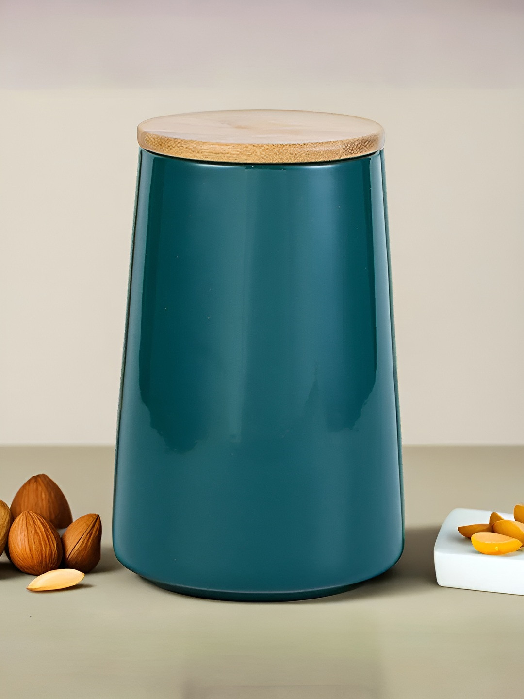 The Better Home Terra Series Green Ceramic Air Tight Clip-On Canister-850ml