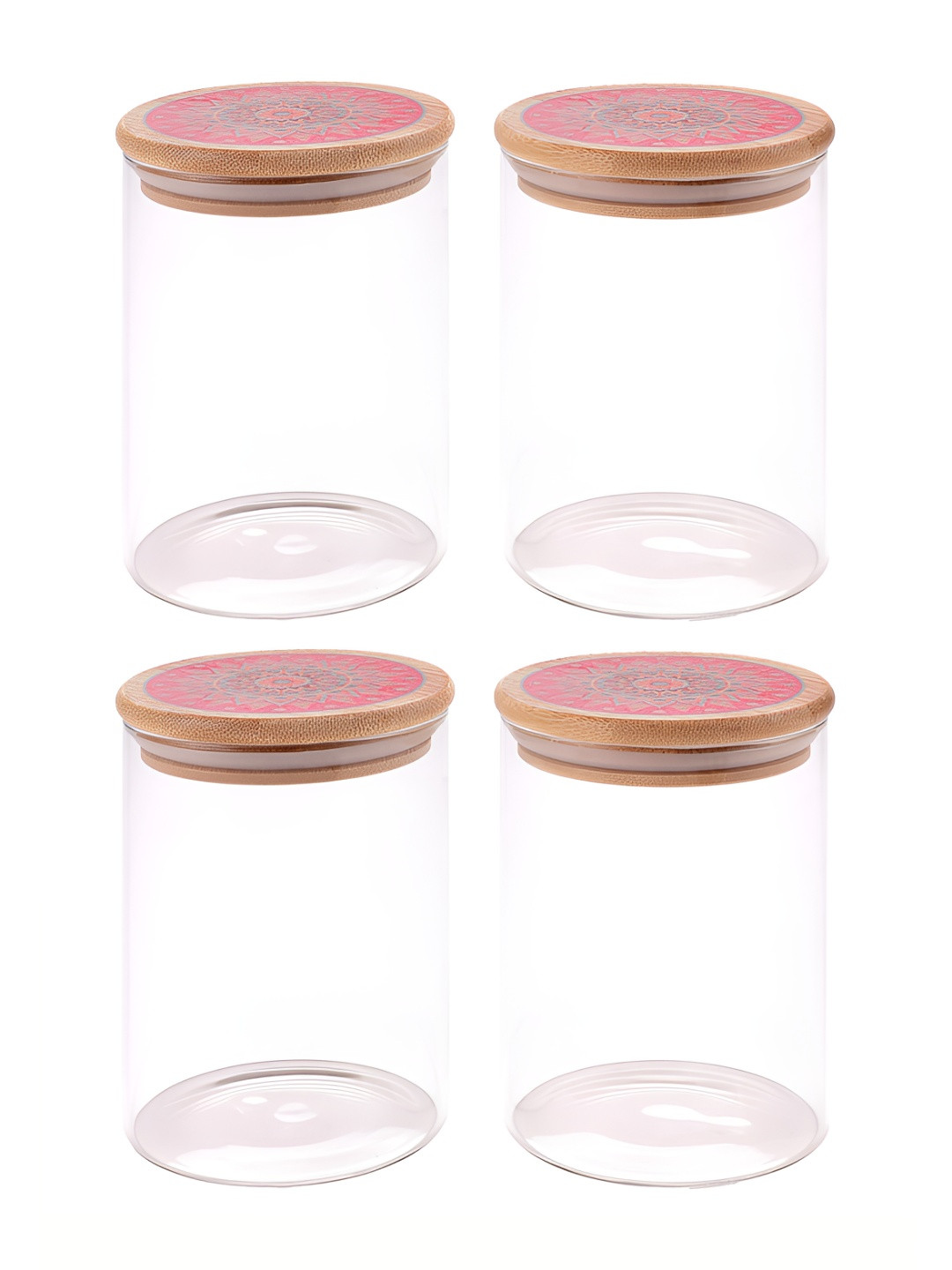 The Better Home Transparent Borosilicate Glass Air Tight 4 Piece Flip Top Canister-1L