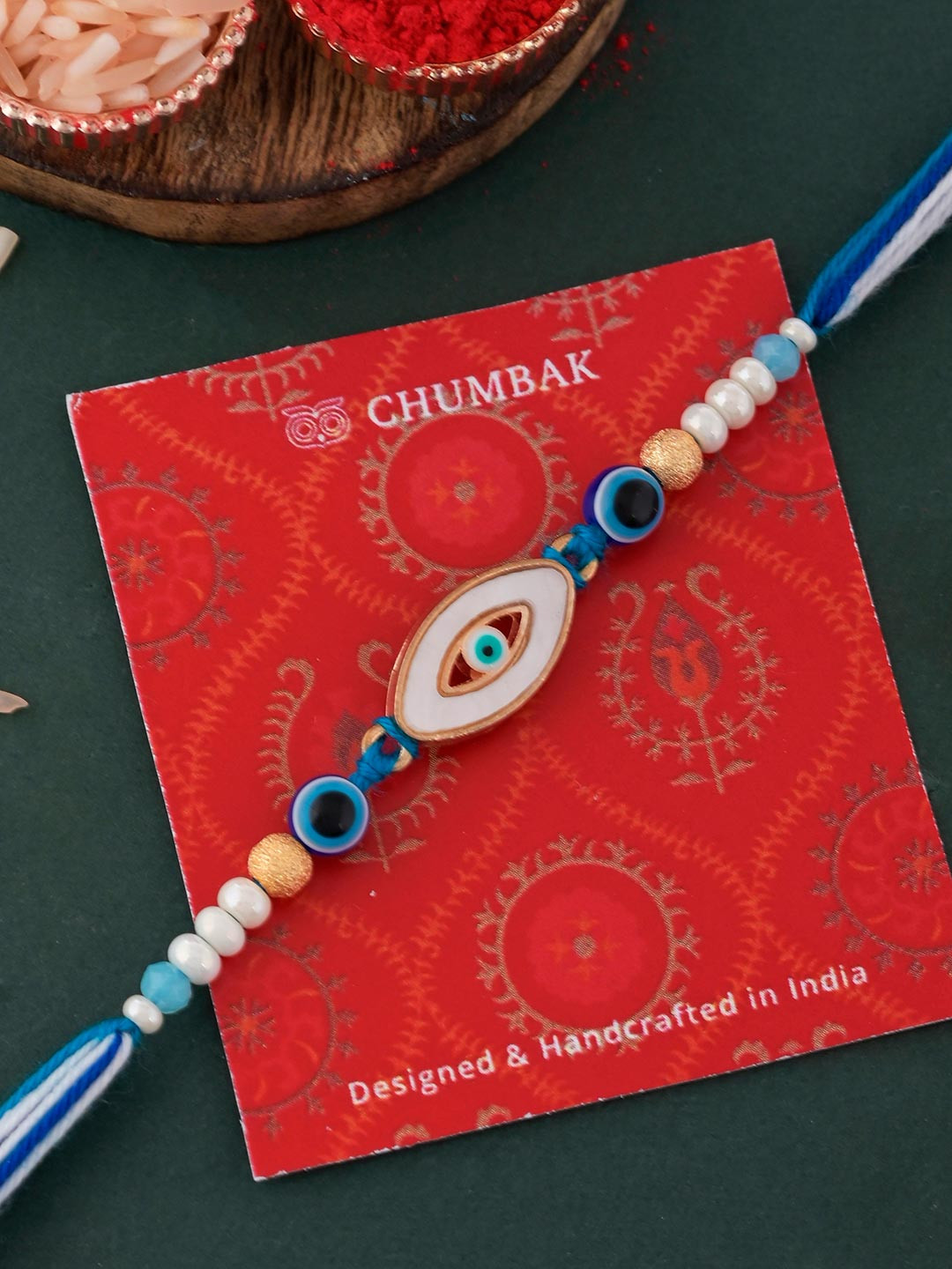 Blue Evil Eyes Beaded Rakhi