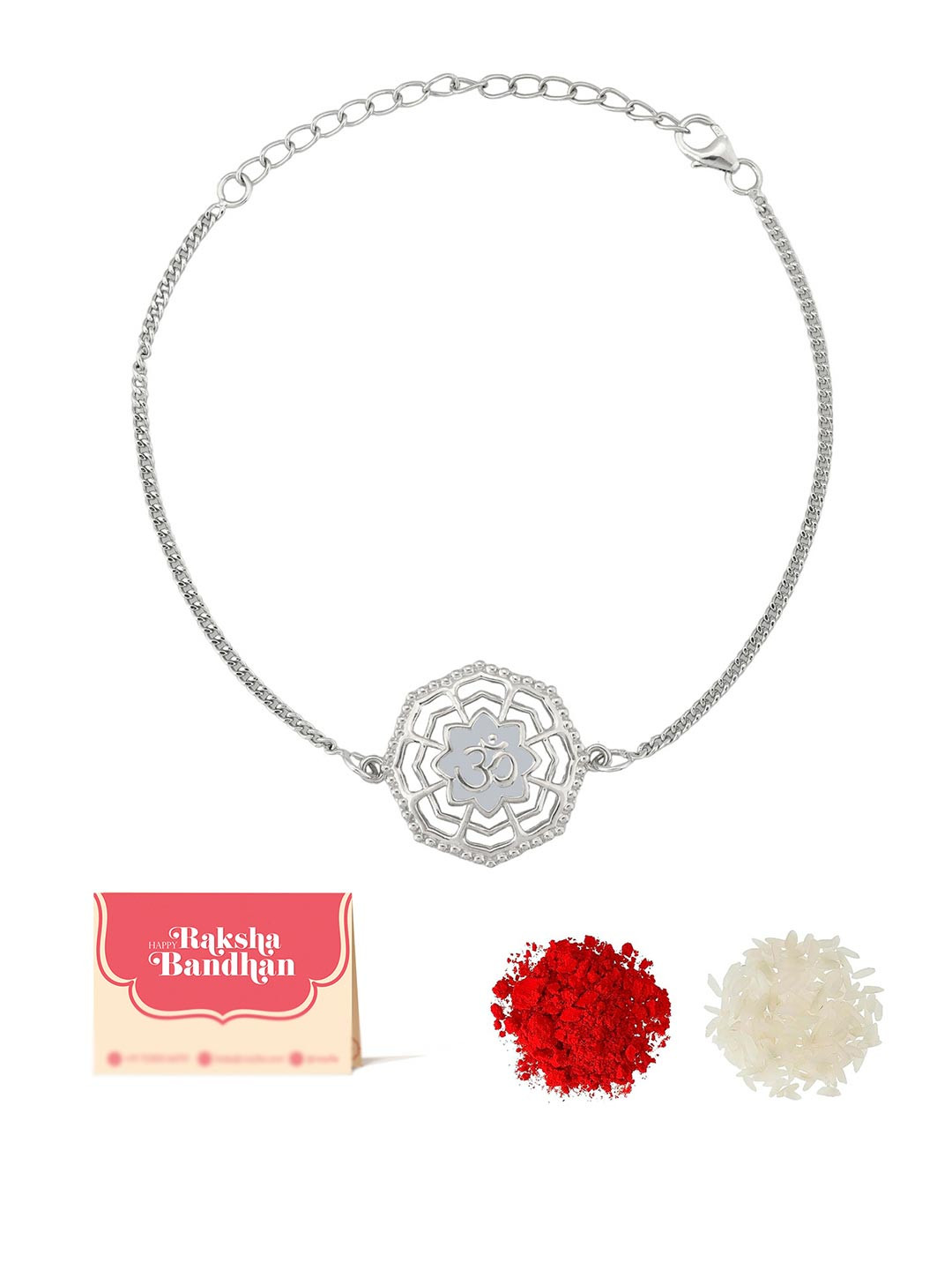 Studio Voylla Sterling Silver Filigree Om Rakhi