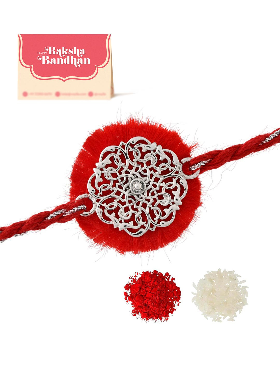 Studio Voylla Sterling Silver Filigree Mandala Rakhi