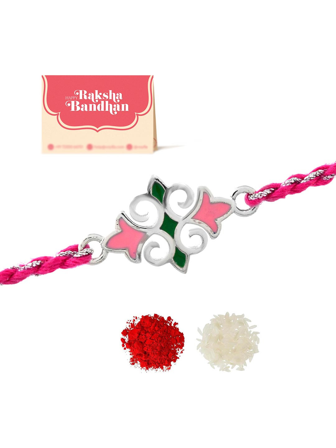 Studio Voylla Sterling Silver Floral Rakhi