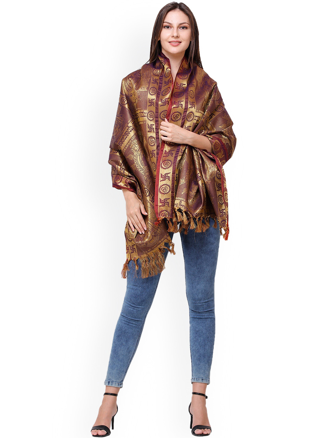 Exotic India Hortensia Goddess Mookambikayai Brocaded Prayer Shawl