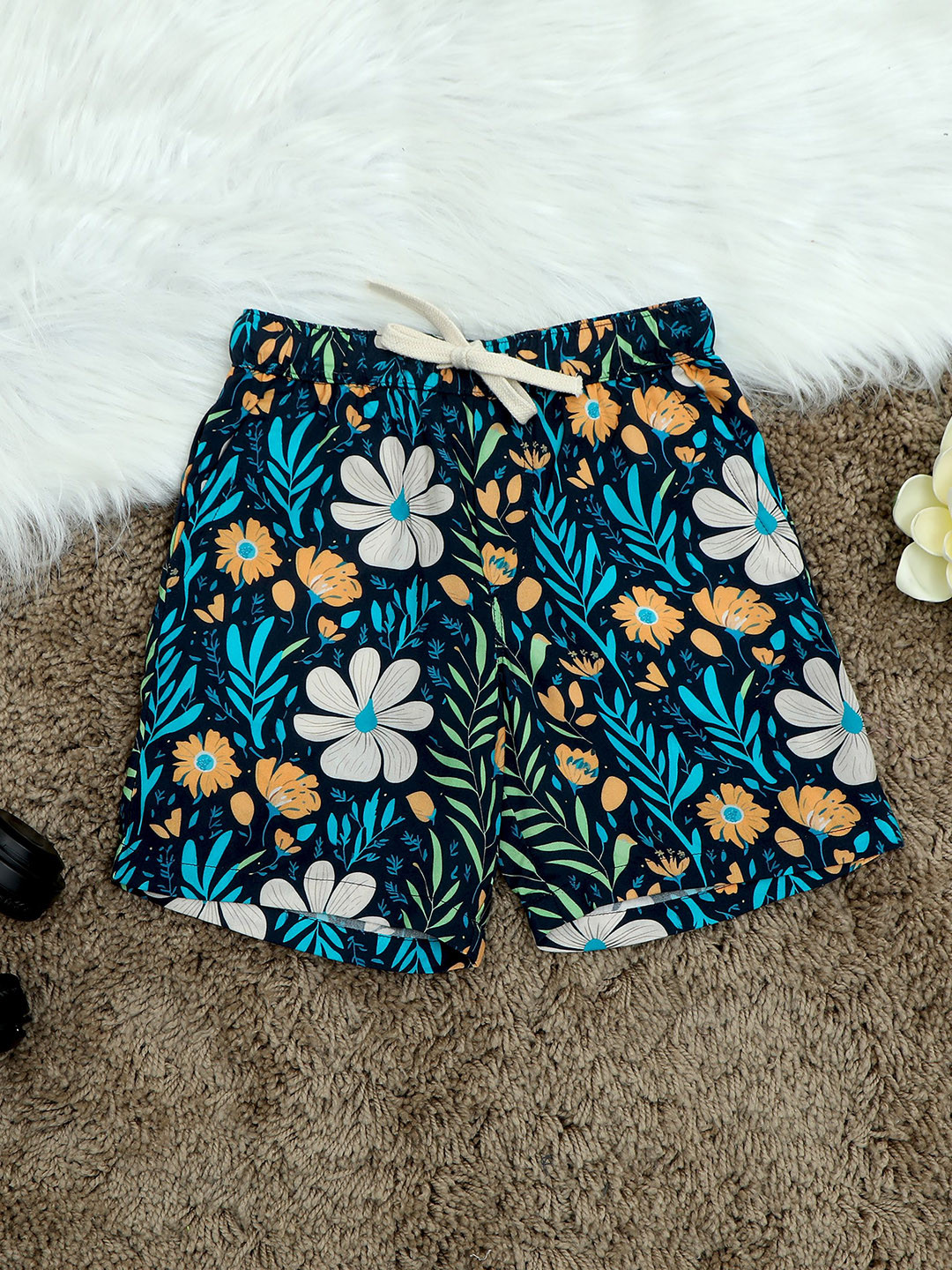 The Lion and The Fish Boys Modern Leaf Print Relaxed Fit Short