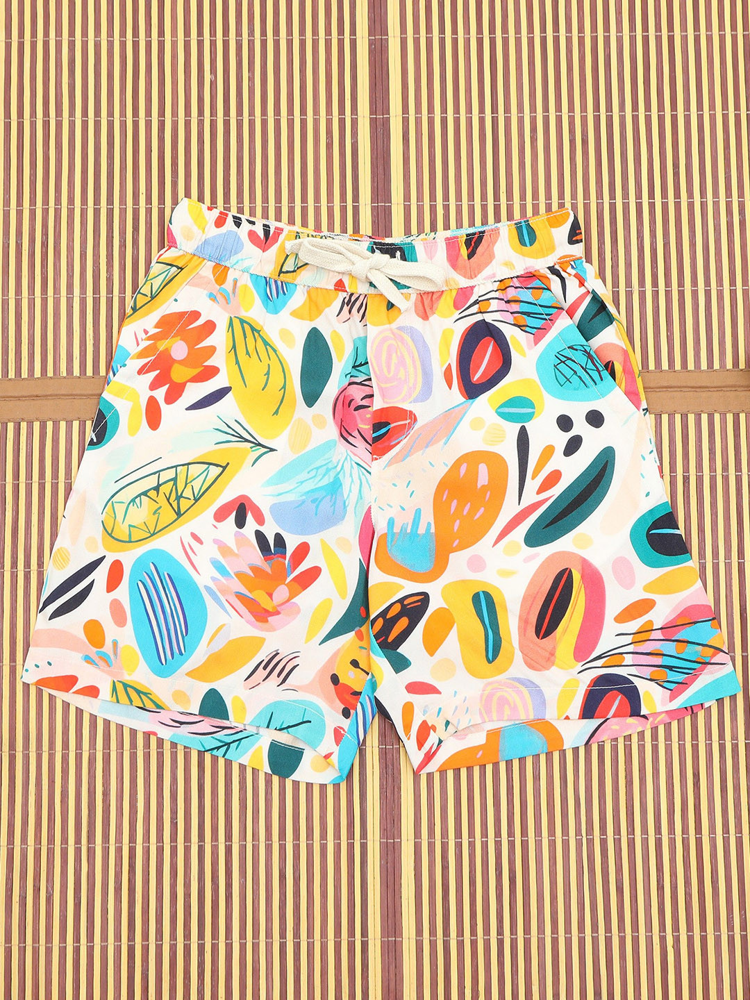 The Lion and The Fish Boys Modern Leaf Print Relaxed Fit Short