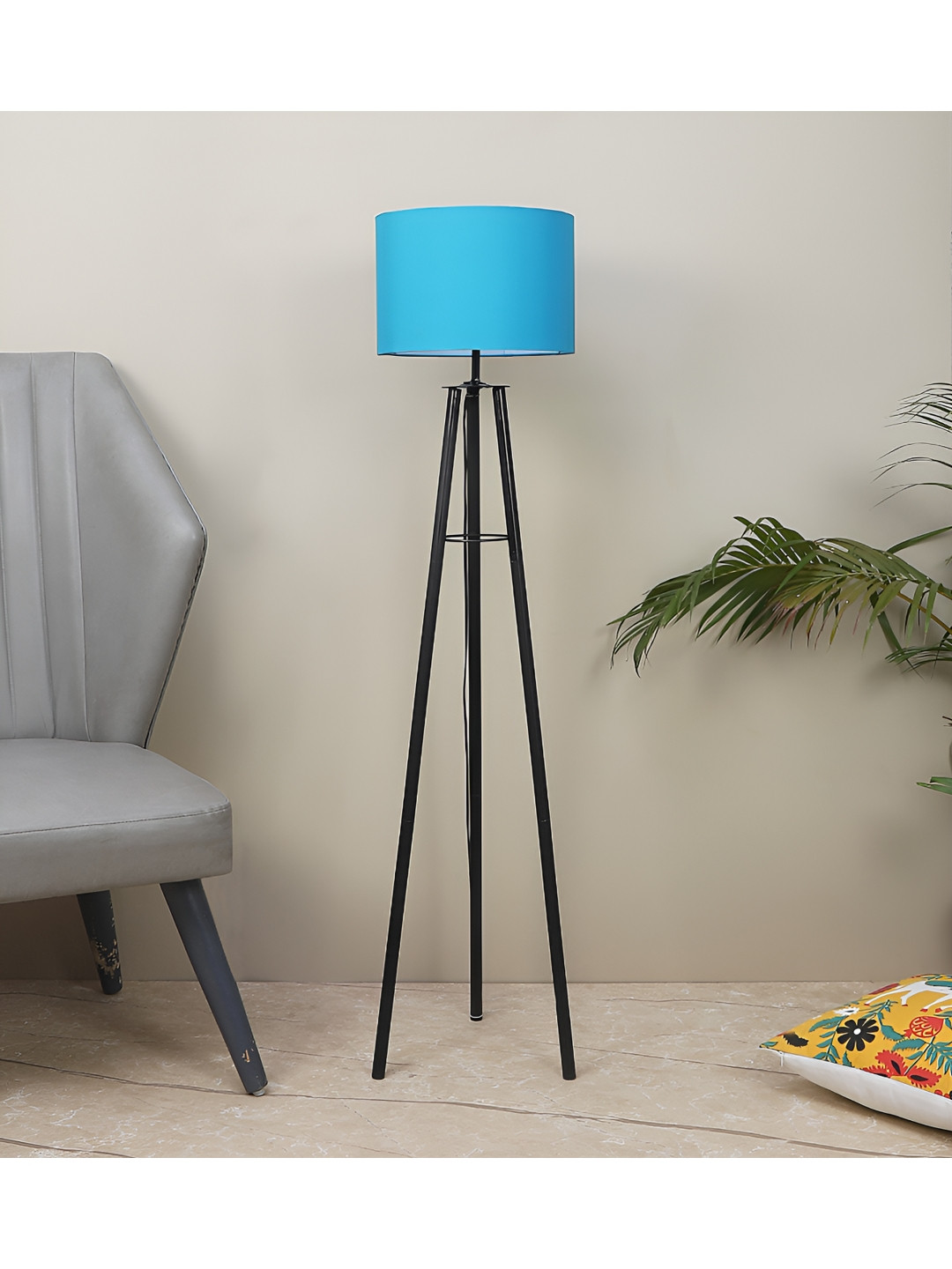 TU CASA Blue & Black Cylindrical Shaped Lamp