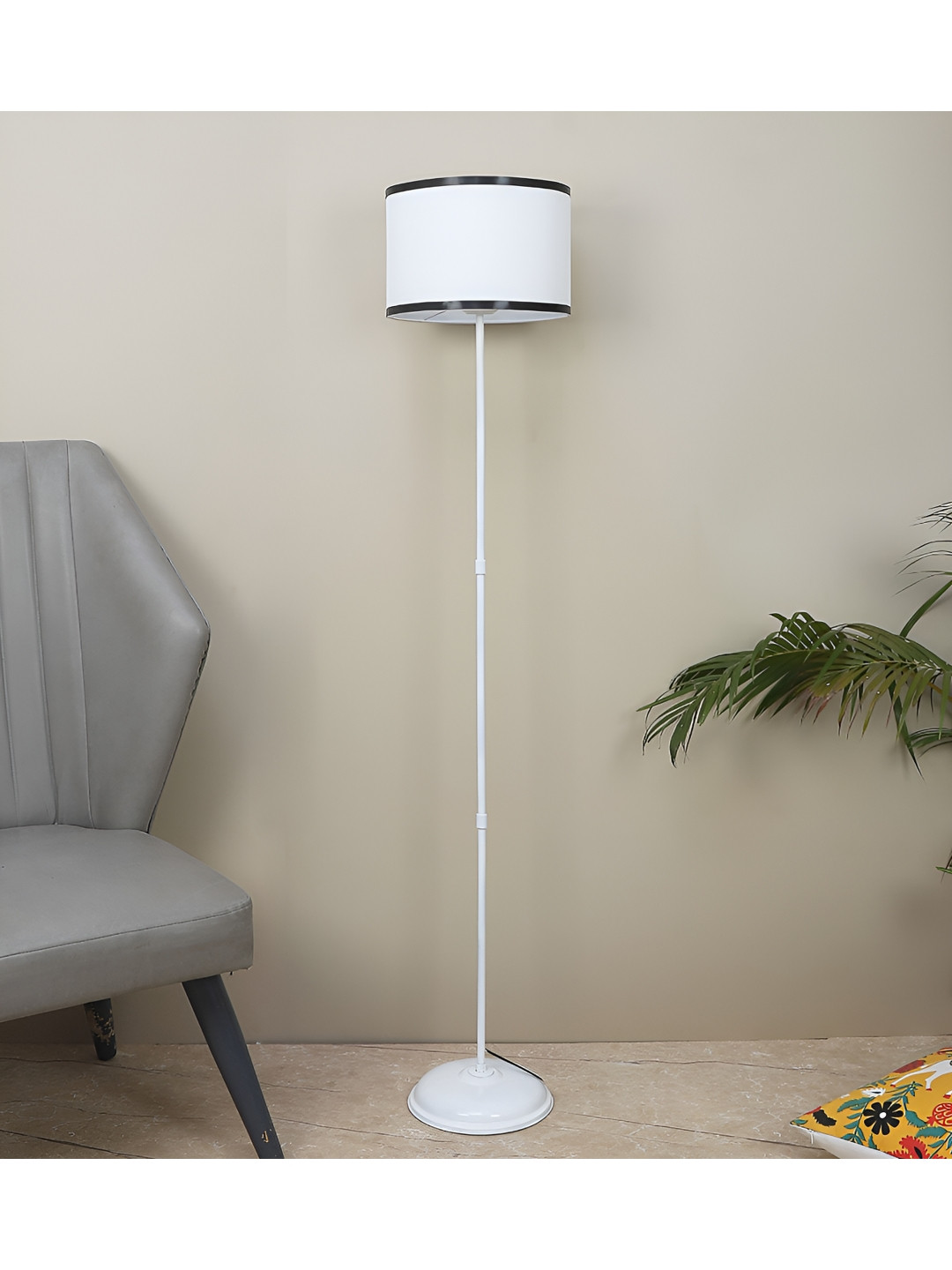 TU CASA White Cylindrical Shaped Floor Lamp