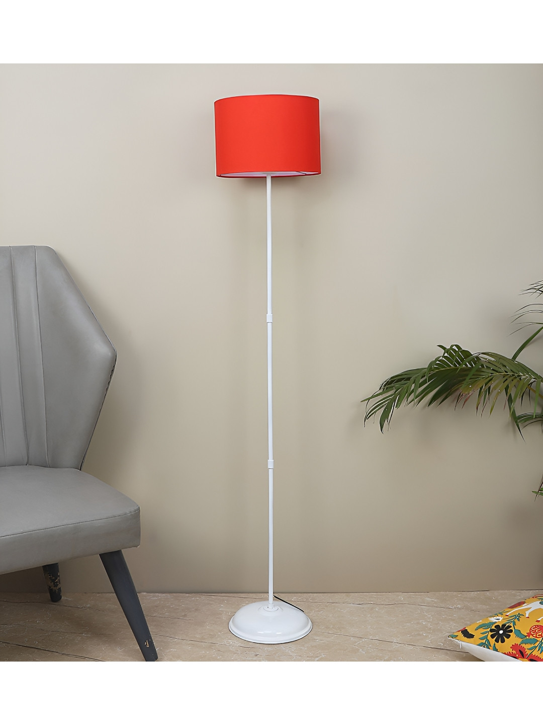 TU CASA  Orange & White Endeavour Light Cylindrical Shaped Floor Lamp