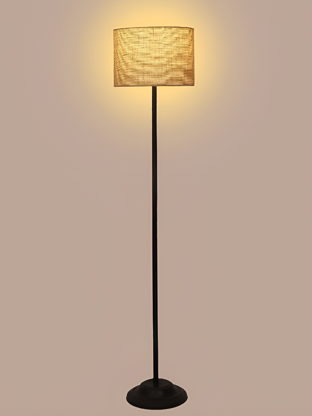 TU CASA Cream Cylindrical Shaped Foldable Standing Floor Lamp