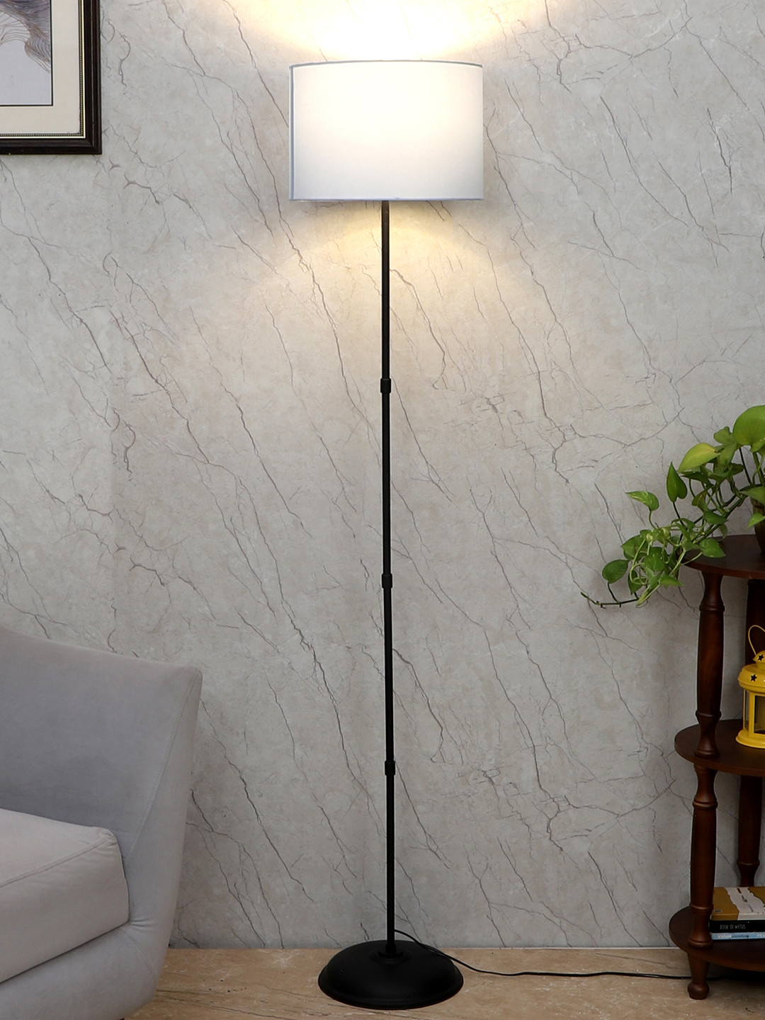 TU CASA Blue & Black Foldable Cylindrical Shaped Floor Lamp