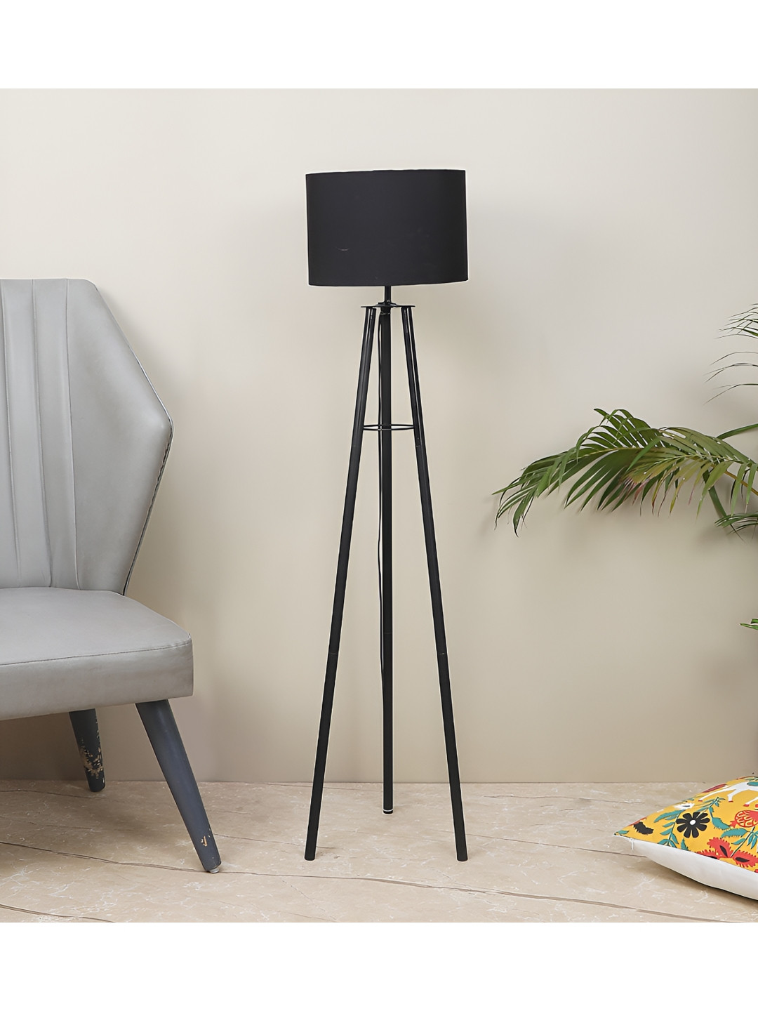 TU CASA Black Cylindrical Shaped Floor Lamp