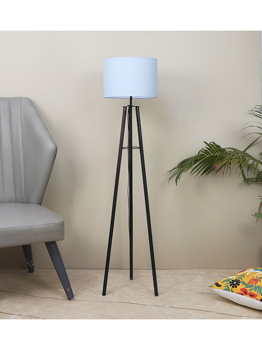 TU CASA Blue & Black Cylindrical Shaped Floor Lamp