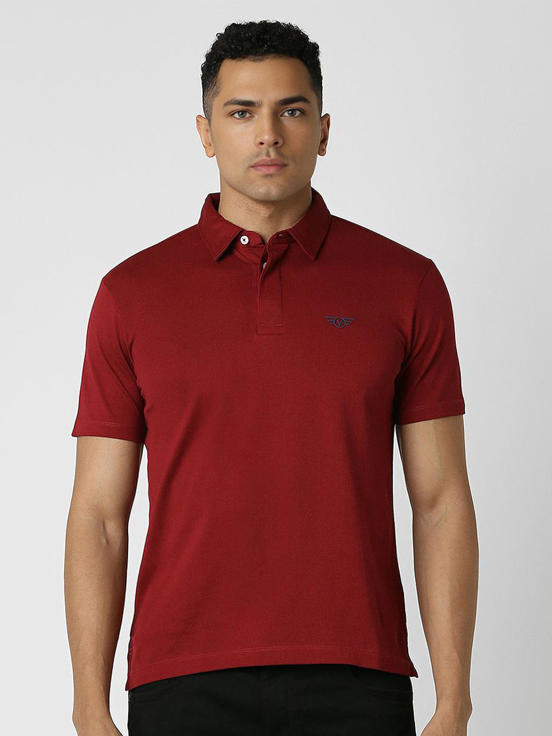 Van Heusen Sport Men Embroidered Solid Polo Collar T-shirt