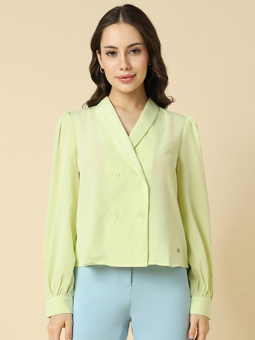 Allen Solly Woman Solid Shirt Style Formal Top