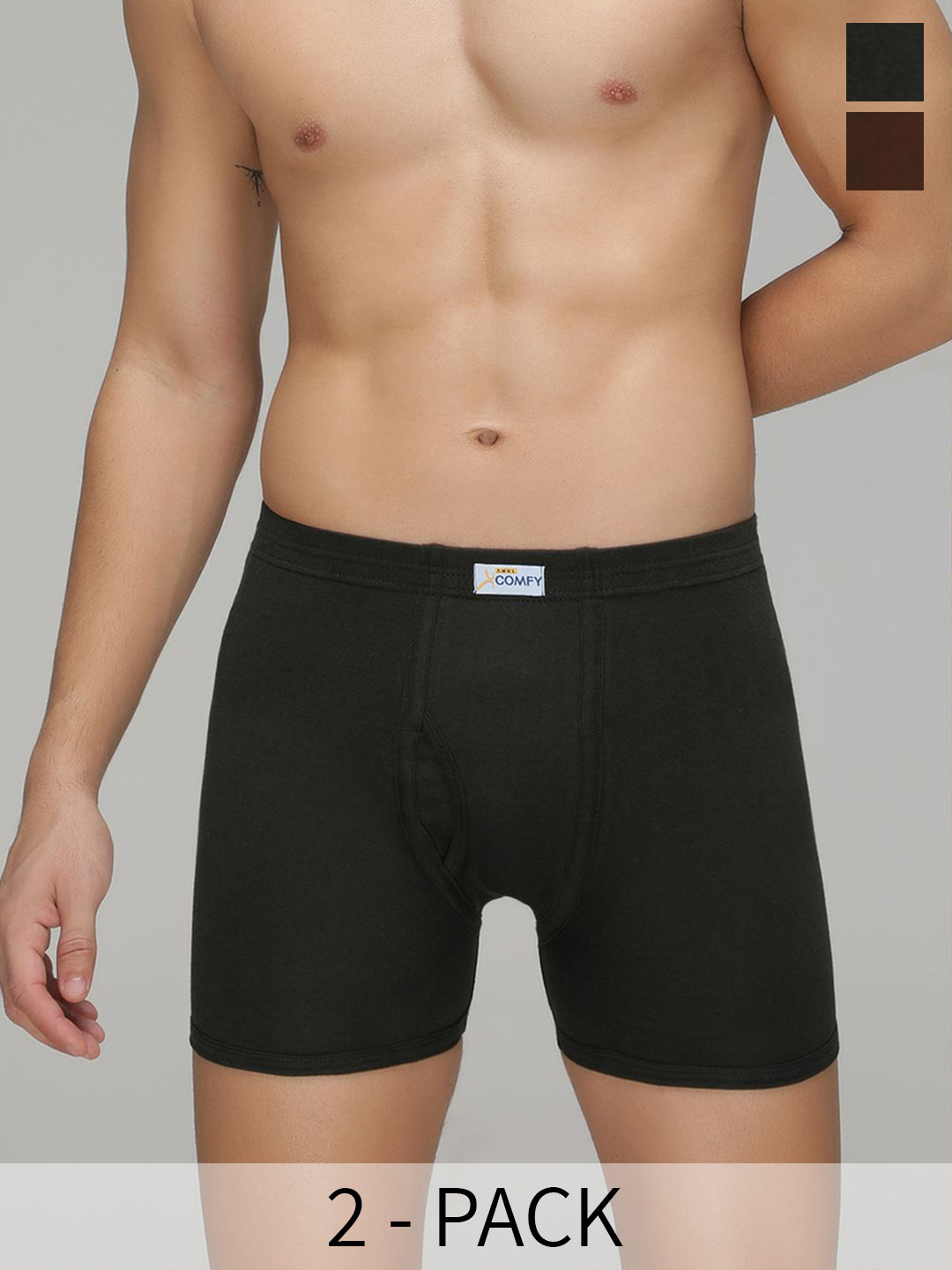 AMUL COMFY Men Pack Of 2 Cotton Trunks AC-TR-FCTRIE-MULTI3-S-2PC
