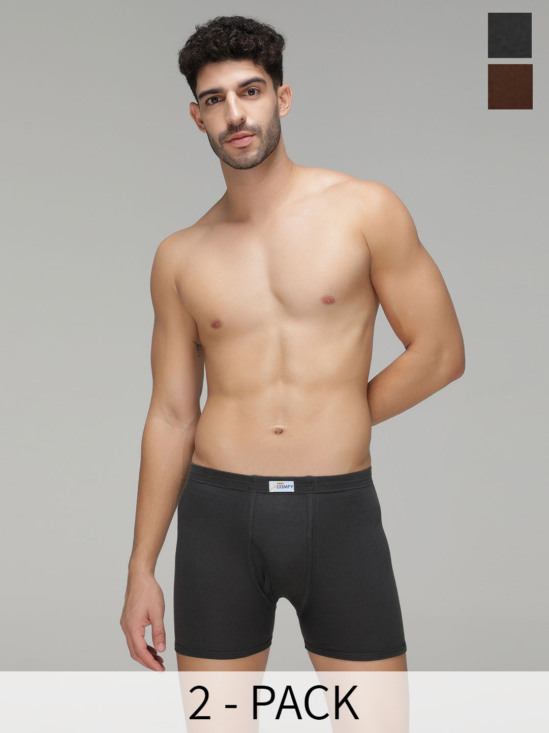 AMUL COMFY Pack Of 2 Assorted Cotton Mid-Rise Trunk AC-TR-FCTRIE-MULTI2-XL-2PC