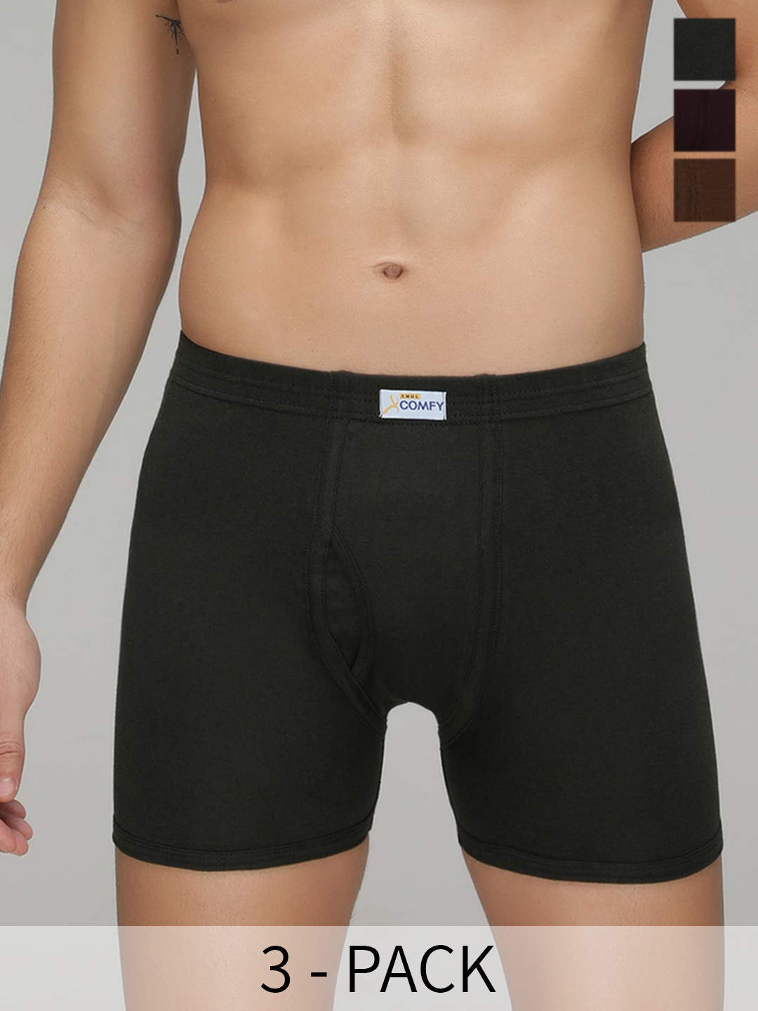 AMUL COMFY Pack Of 3 Assorted Mid-Rise Trunk AC-TR-FCTRIE-MULTI2-S-3PC