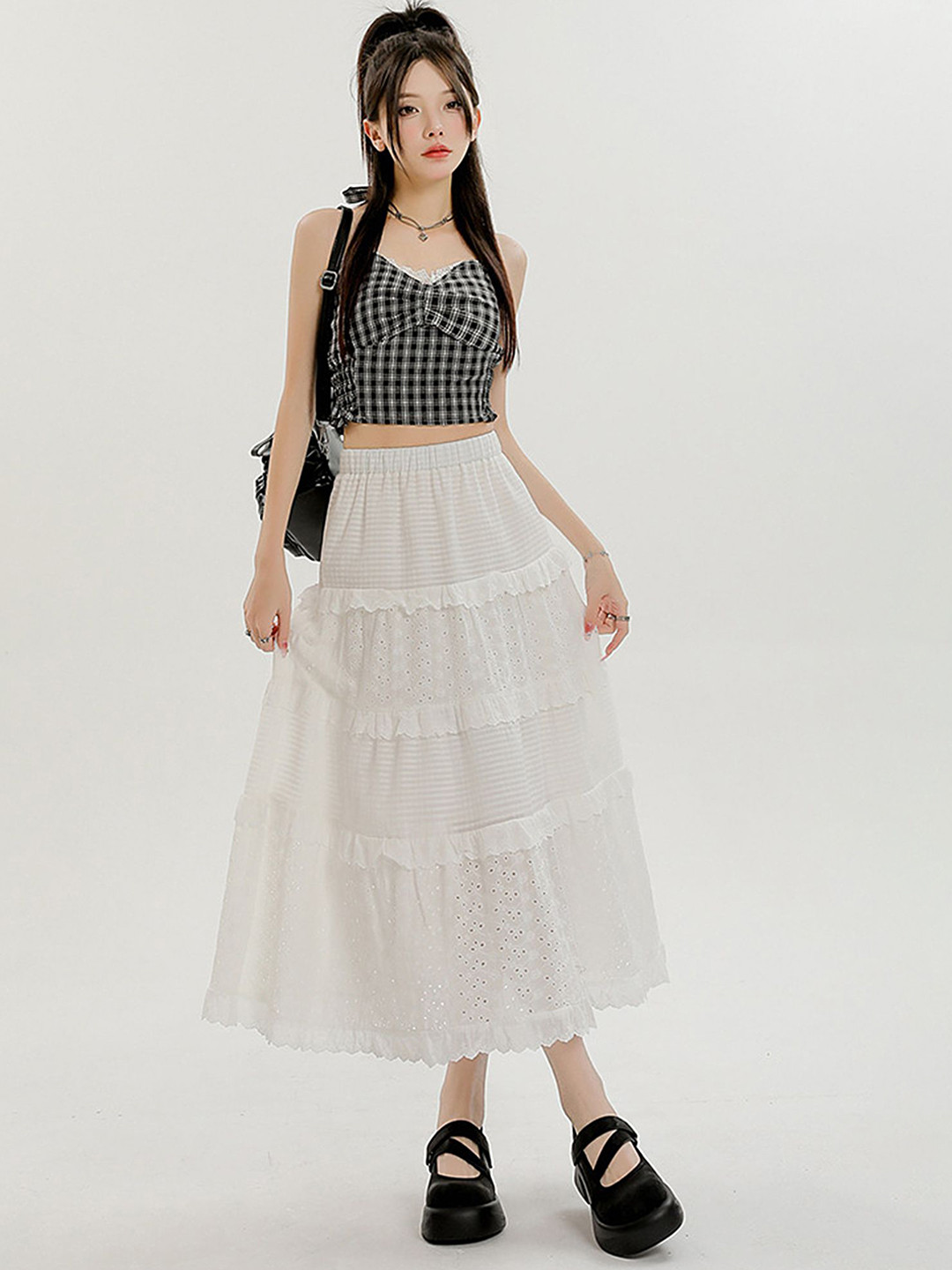 LULU & SKY Tiered Mid-length A-line Tiered Skirt