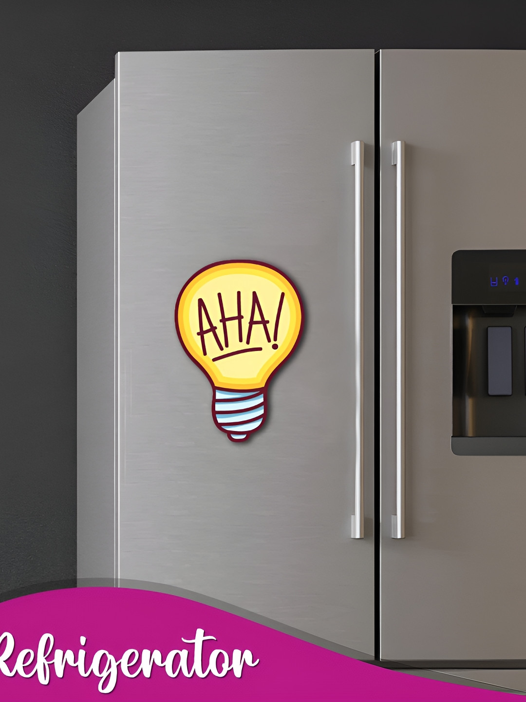 Bhai Please Printed Yellow Aha Bulb Wooden Decorative  Fridge Magnets