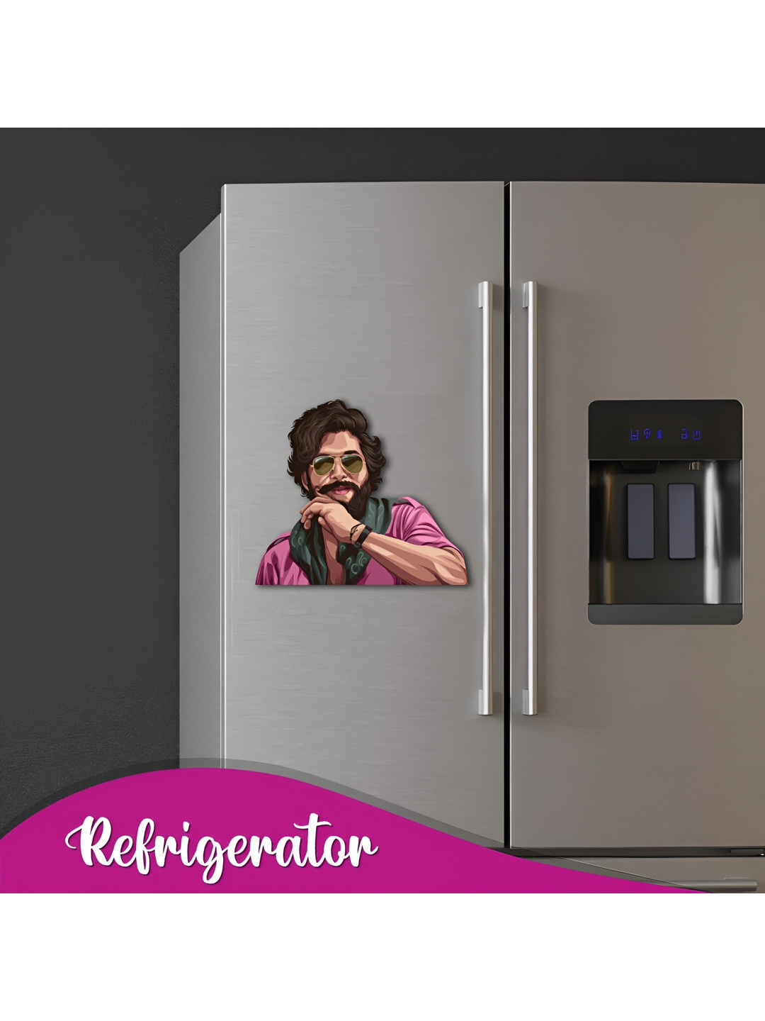 Bhai Please Pink Printed Wooden Decorative Fridge Magnets