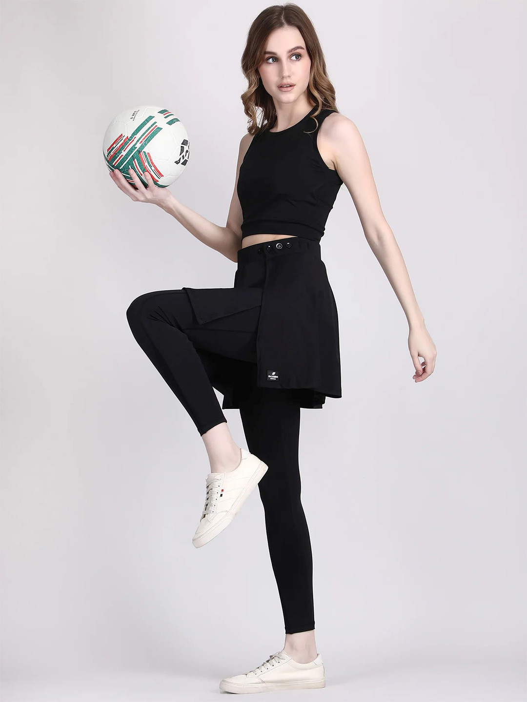 Raxedo Ankle-Length Leggings With Attached Mini Skirt