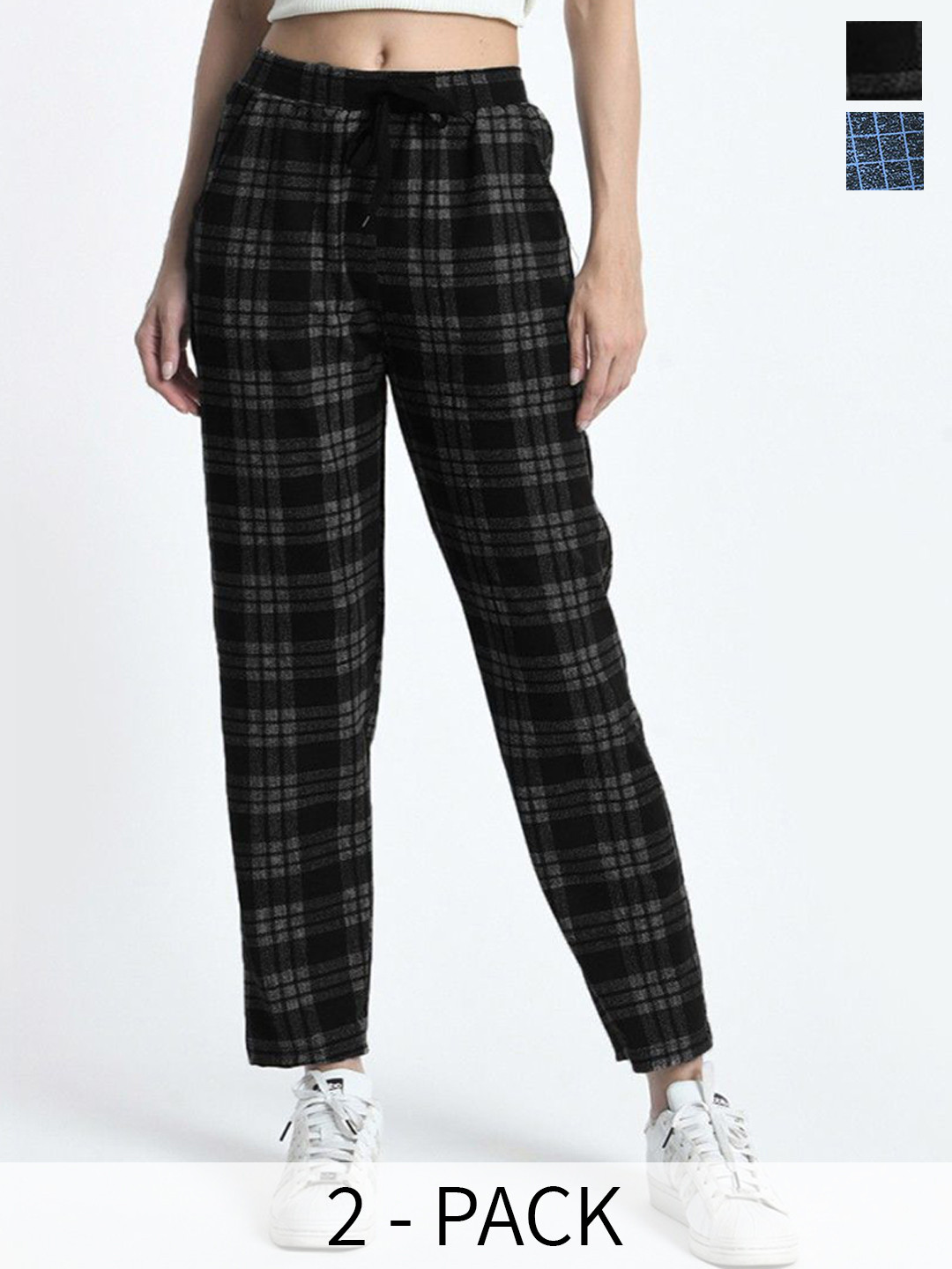 BAESD Pack of 2 Check Printed Dry-Fit Lower Track Pants