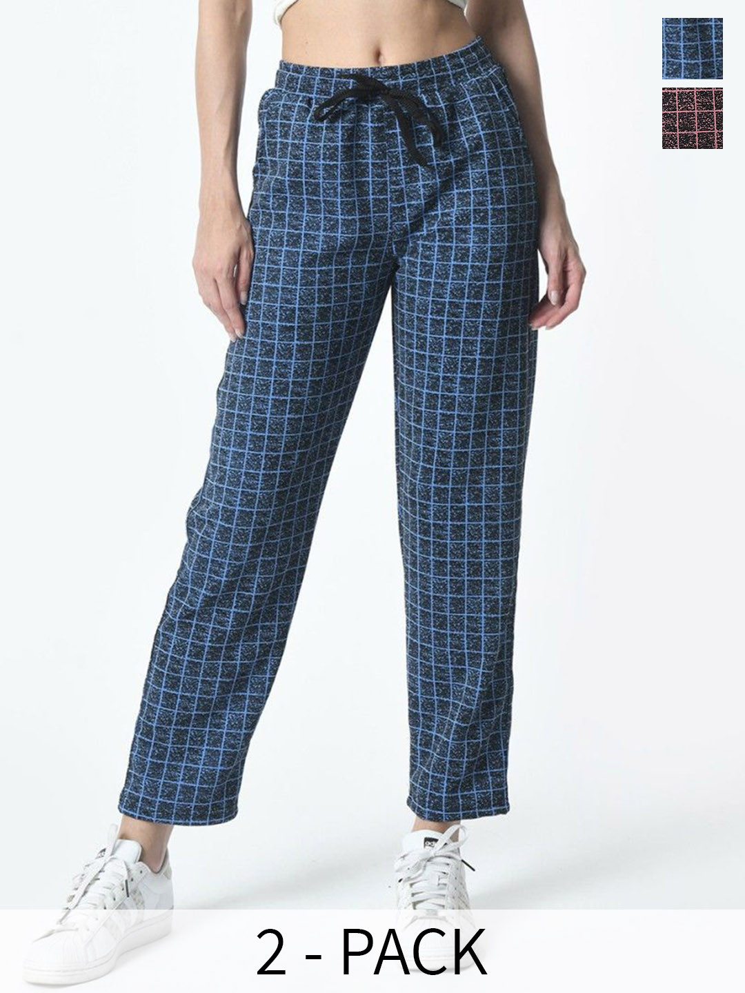 BAESD Pack of 2 Women Dry-Fit Check Printed Lower Track Pants
