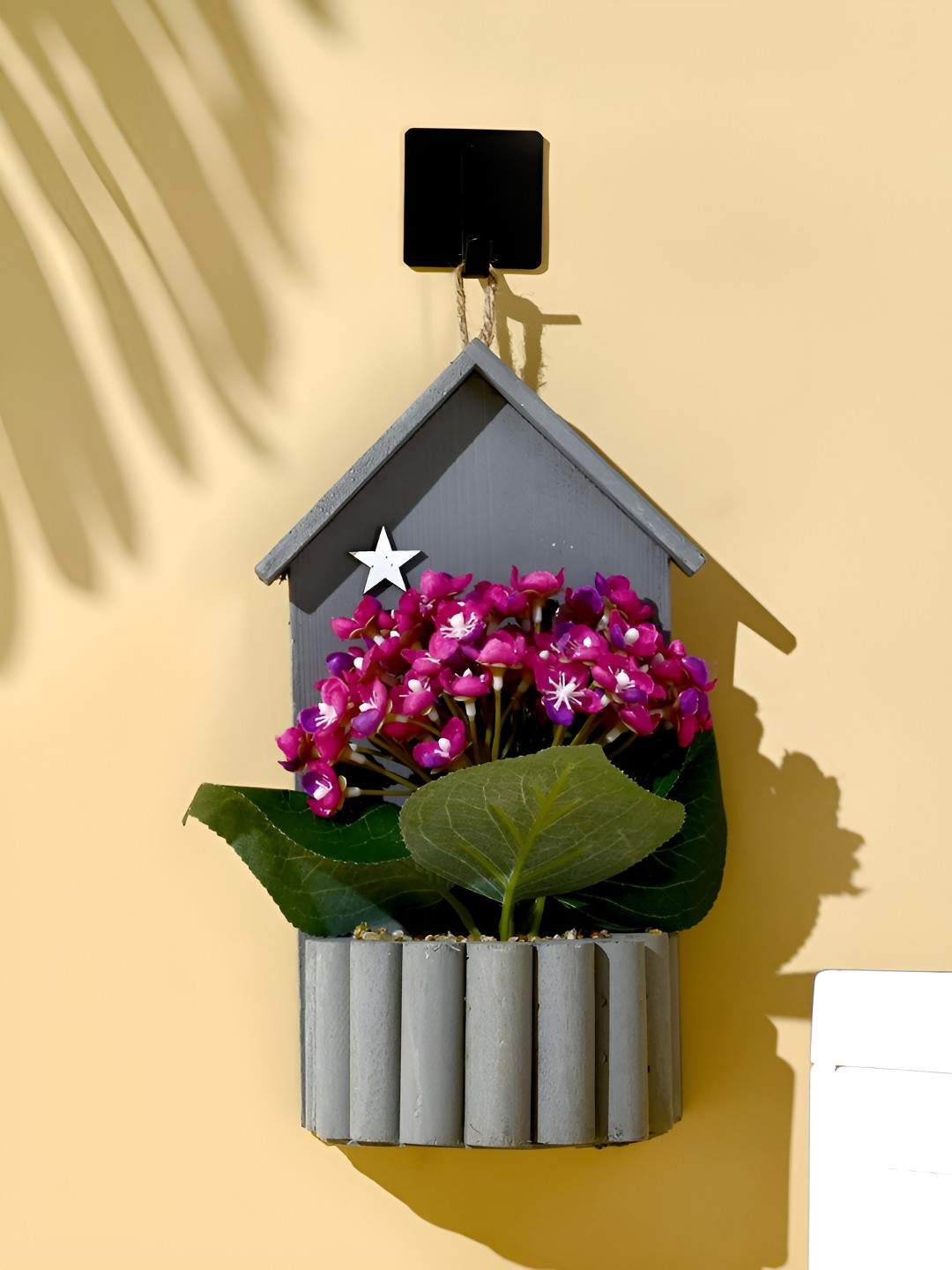 Kuber Industries Green & Purple Hanging Anthurium Artificial Plant With Pot