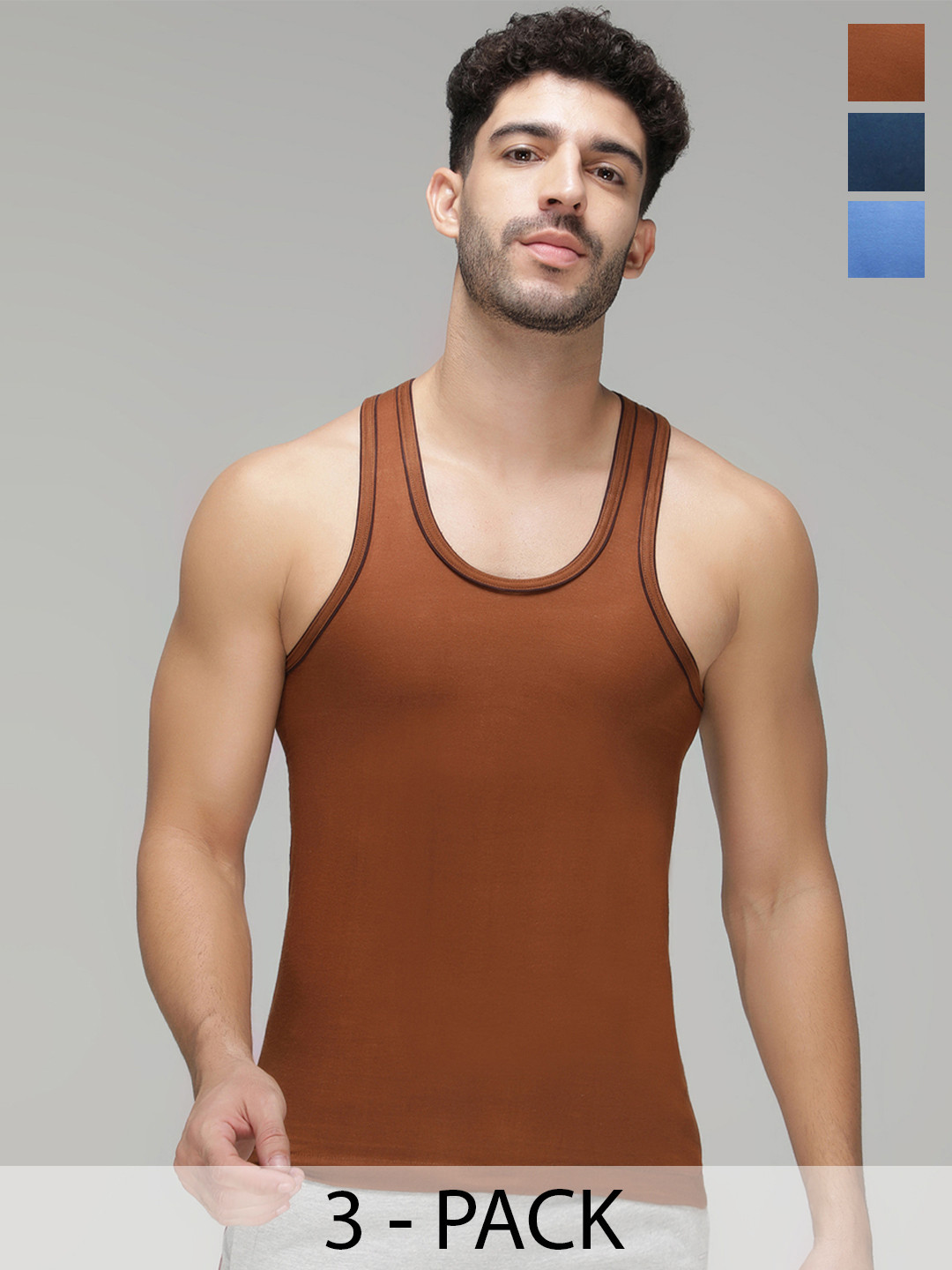 AMUL COMFY Pack of 3 Cotton Under Shirt Inner Vests AC-VE-CVESTDFRN-MULTI1-XXL-3PC