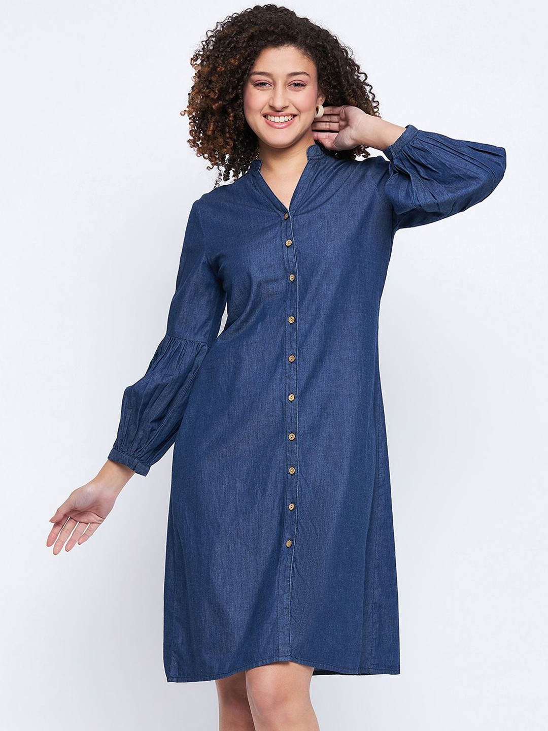 Ruhaans  Long Sleeves Denim Shirt Dress