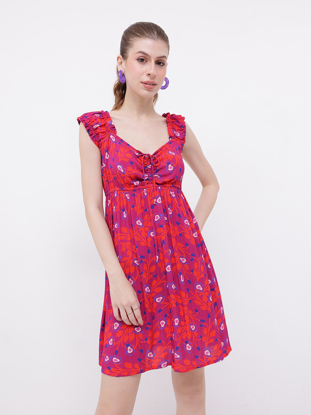 DressBerry X fwd Printed Gathers A-line Dress