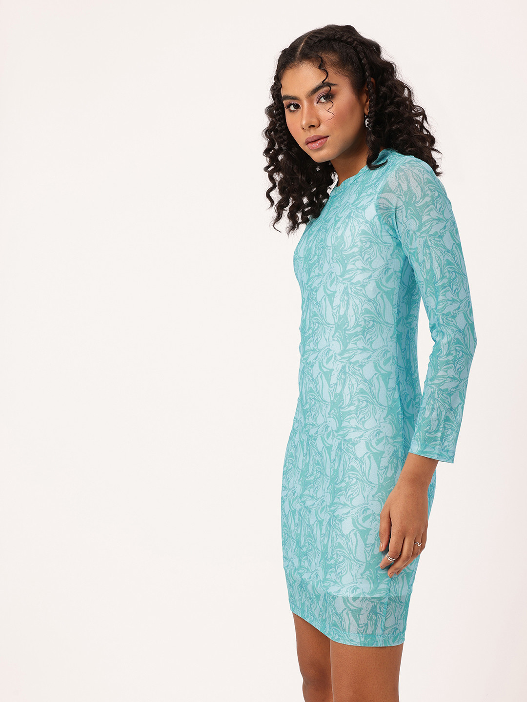 DressBerry Abstract Printed Soft Mesh Sheath Mini Dress