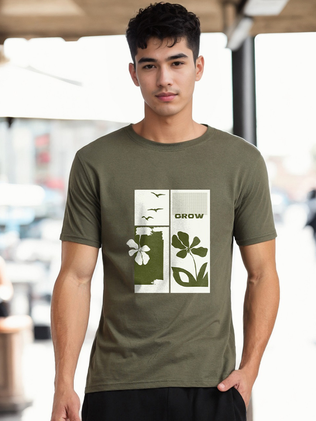 NOBERO Men Graphic Printed Pure Cotton T-shirt