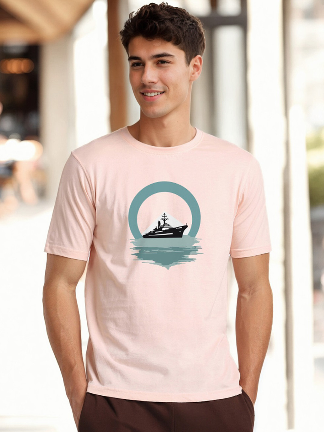 NOBERO Men Nautical Graphic Printed Pure Cotton T-shirt