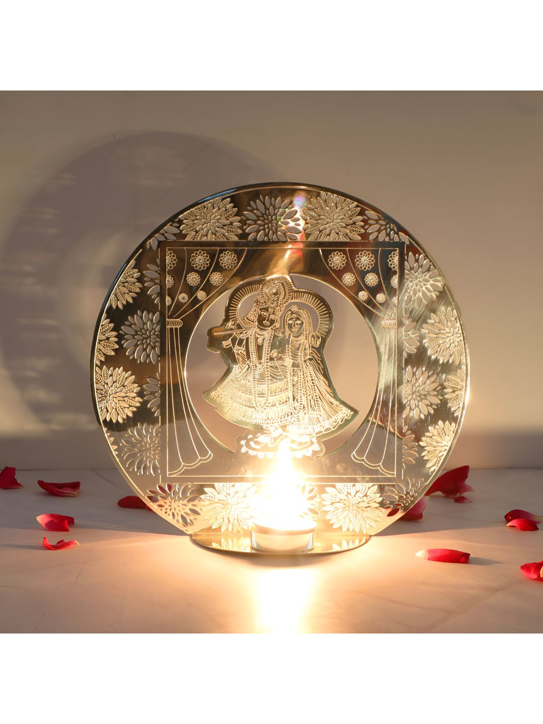 THE HOME CO. Silver-Toned Radhakrishna Tlight Candle Holder