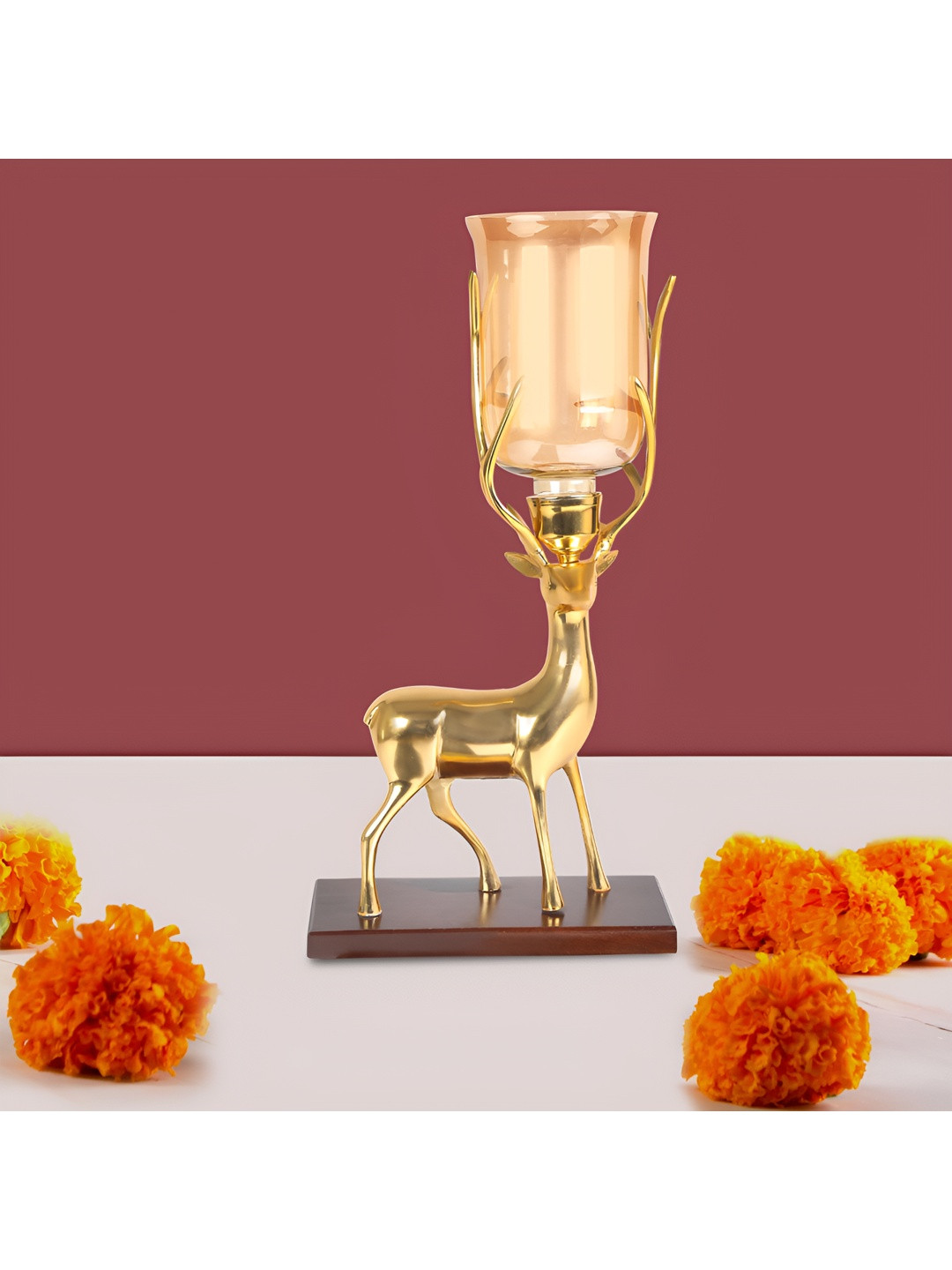 THE HOME CO. Gold-Toned Deer Candle Holder