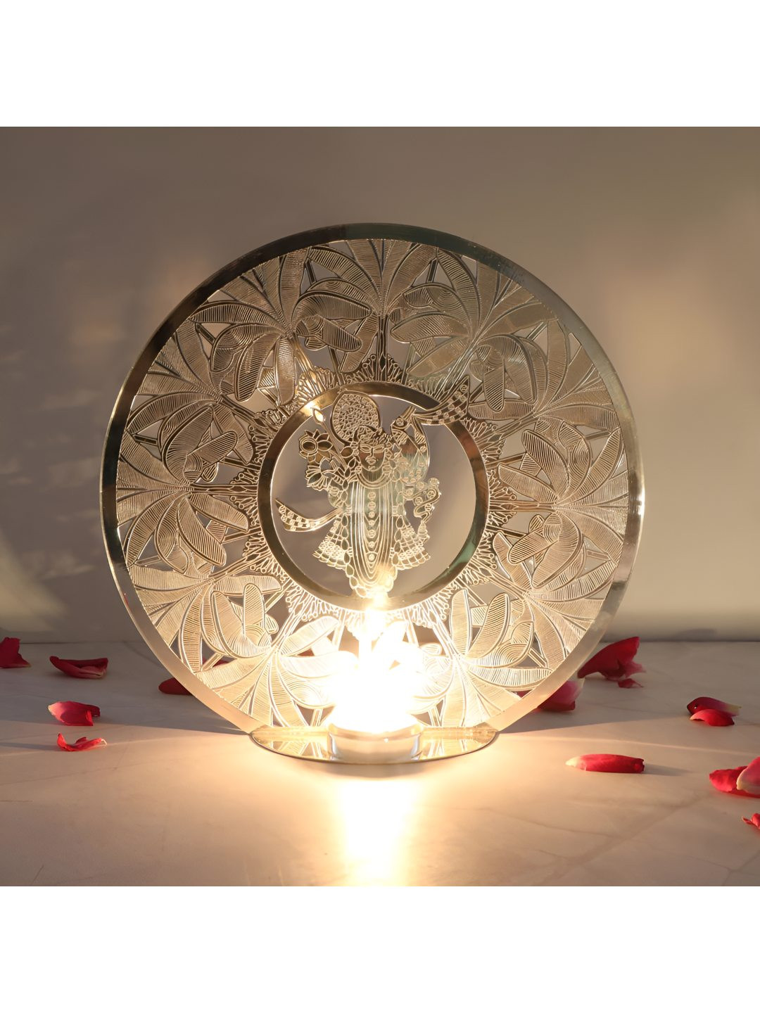 THE HOME CO. Silver-Toned Shreenathji Candle Holder