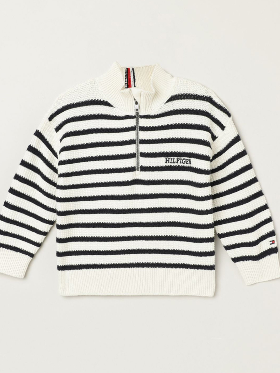 Tommy Hilfiger Boys Mock Collar Striped Sweater