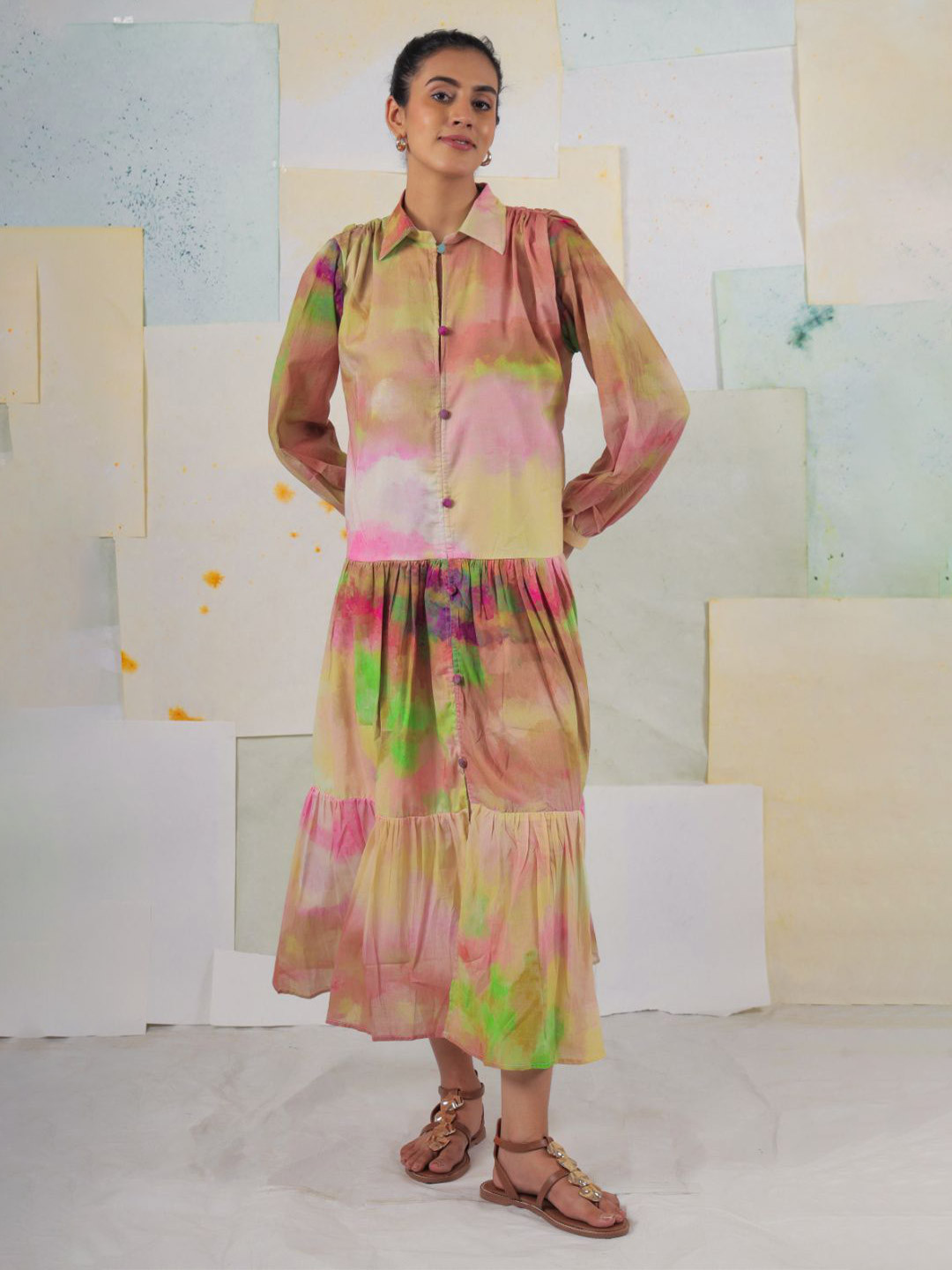 BUTA BUTI Print Fit & Flare Holi Dress